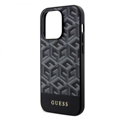 Guess PU G Cube MagSafe Leather Hard Case - дизайнерски кожен кейс с MagSafe за iPhone 15 Pro Max (черен) 6