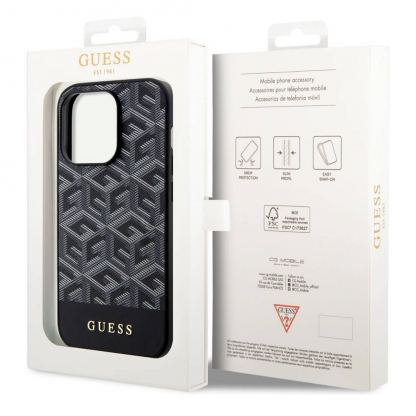 Guess PU G Cube MagSafe Leather Hard Case - дизайнерски кожен кейс с MagSafe за iPhone 15 Pro Max (черен) 8