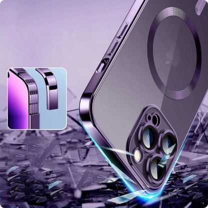 Tech-Protect MagShine MagSafe Case - тънък силиконов (TPU) калъф с MagSafe за iPhone 15 (черен-прозрачен) 4