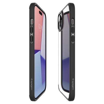 Spigen Crystal Hybrid Case - хибриден кейс с висока степен на защита за iPhone 15 (черен-прозрачен) 9