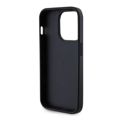 Guess PU 4G Strass Metal Logo Leather Hard Case - дизайнерски кожен кейс за iPhone 15 Pro (черен) 3