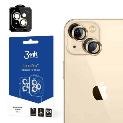 3MK Lens Pro Tempered Glass Lens Protector - предпазни стъклени лещи за камерата на iPhone 15 (жълт)