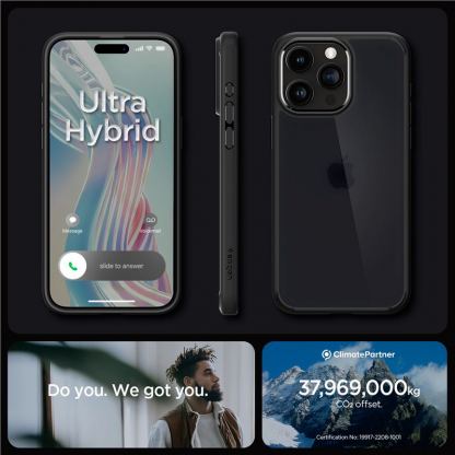 Spigen Ultra Hybrid Case - хибриден кейс с висока степен на защита за iPhone 15 Pro (черен-матиран) 14