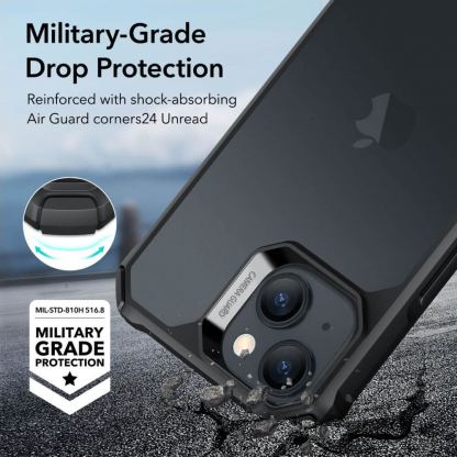 ESR Air Armor Case - хибриден удароустойчив кейс за iPhone 15 (черен-мат) 3