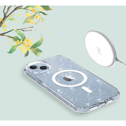 Tech-Protect Flexair Glitter Hybrid MagSafe Case - хибриден удароустойчив кейс с MagSafe за iPhone 15 Pro (прозрачен) 4