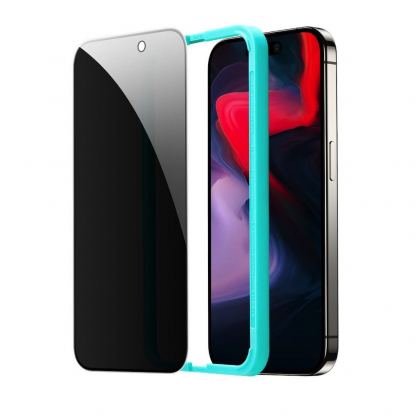 ESR Privacy Full Cover Tempered Glass - калено стъклено защитно покритие с определен ъгъл на виждане за дисплея на iPhone 15 (черен-прозрачен) 4
