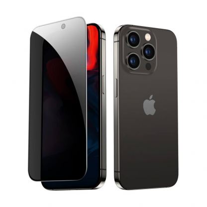 ESR Privacy Full Cover Tempered Glass - калено стъклено защитно покритие с определен ъгъл на виждане за дисплея на iPhone 15 Pro Max (черен-прозрачен) 2