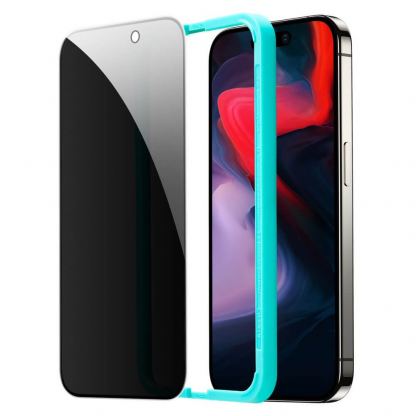 ESR Privacy Full Cover Tempered Glass - калено стъклено защитно покритие с определен ъгъл на виждане за дисплея на iPhone 15 Pro Max (черен-прозрачен) 5
