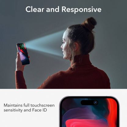 ESR Privacy Full Cover Tempered Glass - калено стъклено защитно покритие с определен ъгъл на виждане за дисплея на iPhone 15 Pro Max (черен-прозрачен) 8