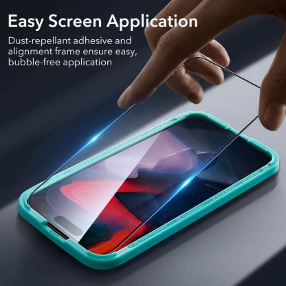 ESR 3D Full Cover Tempered Glass 2 Pack - 2 броя калени стъклени защитни покрития за дисплея на iPhone 15 Pro (черен-прозрачен) 10