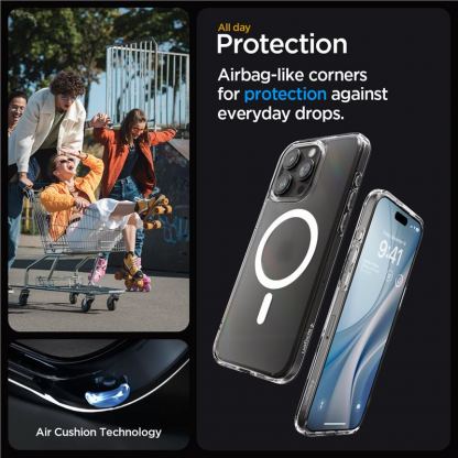 Spigen Ultra Hybrid MagSafe Case - хибриден кейс с висока степен на защита с MagSafe за iPhone 15 Pro (прозрачен-мат) 11