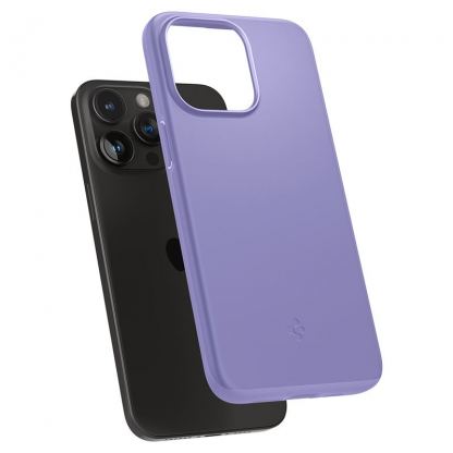 Spigen Thin Fit Case - качествен тънък матиран кейс за iPhone 15 Pro (лилав) 9