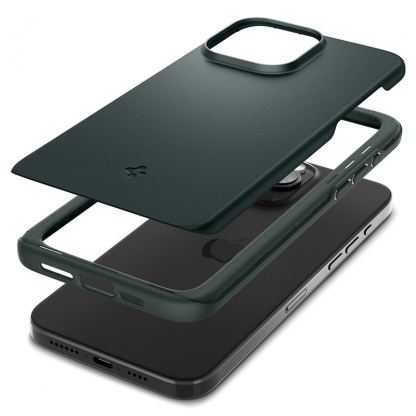 Spigen Thin Fit Case - качествен тънък матиран кейс за iPhone 15 Pro (зелен) 10