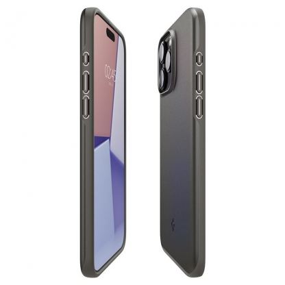 Spigen Thin Fit Case - качествен тънък матиран кейс за iPhone 15 Pro (тъмносив) 8