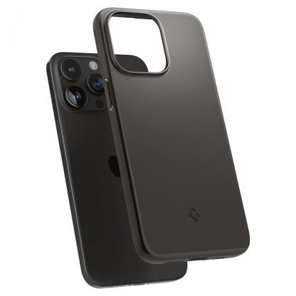 Spigen Thin Fit Case - качествен тънък матиран кейс за iPhone 15 Pro (тъмносив) 9