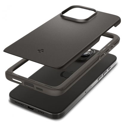 Spigen Thin Fit Case - качествен тънък матиран кейс за iPhone 15 Pro (тъмносив) 10