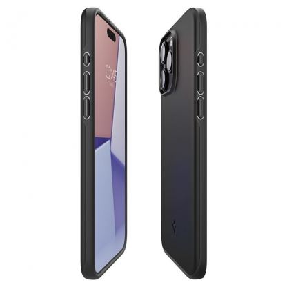 Spigen Thin Fit Case - качествен тънък матиран кейс за iPhone 15 Pro (черен) 8
