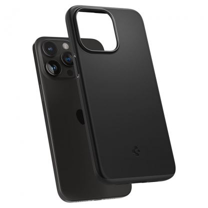 Spigen Thin Fit Case - качествен тънък матиран кейс за iPhone 15 Pro (черен) 9