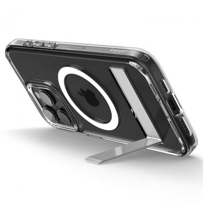 Spigen Ultra Hybrid S MagSafe Case - хибриден кейс с висока степен на защита с MagSafe и вградена поставка за iPhone 15 Pro Max (прозрачен)  11