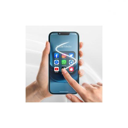 GrizzGlass SecretGlass Privacy Hybrid Screen Protector - хибридно защитно покритие с определен ъгъл на виждане за дисплея на iPhone 15 Plus (прозрачно)  4