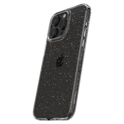 Spigen Liquid Crystal Glitter Case - тънък силиконов (TPU) калъф за iPhone 15 Pro (прозрачен)  9