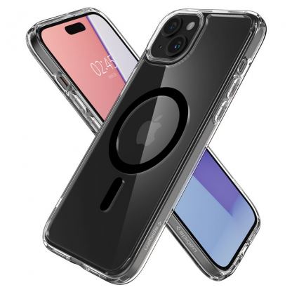 Spigen Ultra Hybrid MagSafe Case - хибриден кейс с висока степен на защита с MagSafe за iPhone 15 Plus (прозрачен-черен)  6