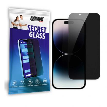 GrizzGlass SecretGlass Privacy Hybrid Screen Protector - хибридно защитно покритие с определен ъгъл на виждане за дисплея на iPhone 15 Pro (прозрачно)
