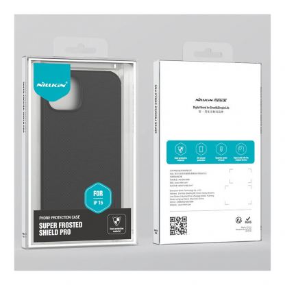 Nillkin Super Frosted Shield Pro Case - хибриден удароустойчив кейс за iPhone 15 Plus (черен) 16