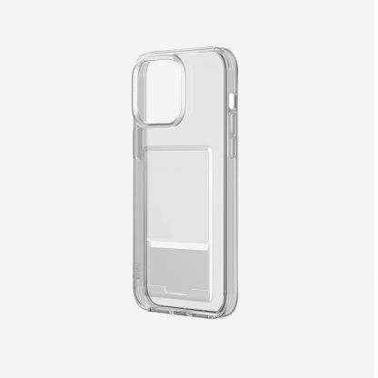 Uniq AirFender ID Flexible Case - удароустойчив силиконов (TPU) калъф с джоб за кредитна карта за iPhone 15 Pro Max (прозрачен) 5