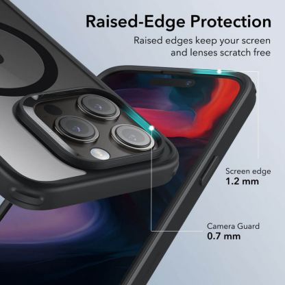ESR Classic Hybrid HaloLock MagSafe Case - хибриден кейс с висока степен на защита с MagSafe за iPhone 15 Pro Max (черен-прозрачен)  11