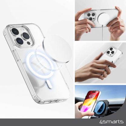 4smarts 360° Premium Protection Set - хибриден удароустойчив кейс с MagSafe и стъклено защитно покритие за дисплея на iPhone 15 Pro Max (прозрачен) 3
