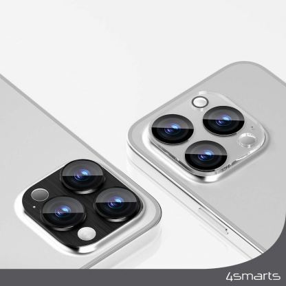 4smarts StyleGlass Camera Lens Protector - 2 броя предпазни плочки за камерата на iPhone 15 Pro, iPhone 15 Pro Max (тъмносив и прозрачен) 4
