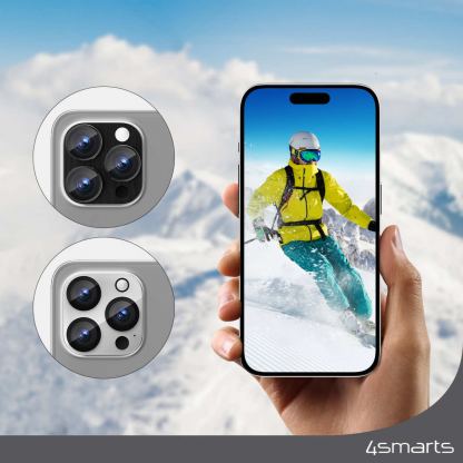 4smarts StyleGlass Camera Lens Protector - 2 броя предпазни плочки за камерата на iPhone 15 Pro, iPhone 15 Pro Max (тъмносив и прозрачен) 5