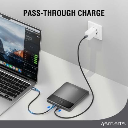 4smarts Power Bank Enterprise Slim 20000mAh 122.5W - външна батерия с 2xUSB-A и 2xUSB-C изходи и технология за бързо зареждане (сив) 6