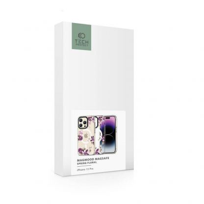 Tech-Protect MagMood Spring Floral Hybrid MagSafe Case - хибриден удароустойчив кейс с MagSafe за iPhone 15 Pro (цветни мотиви) 4