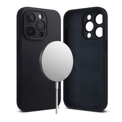 Ringke Liquid Silicone Magnetic Case - силиконов (TPU) калъф с MagSafe за iPhone 15 Pro (тъмносин) 2