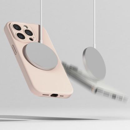 Ringke Liquid Silicone Magnetic Case - силиконов (TPU) калъф с MagSafe за iPhone 15 Pro (розов) 6