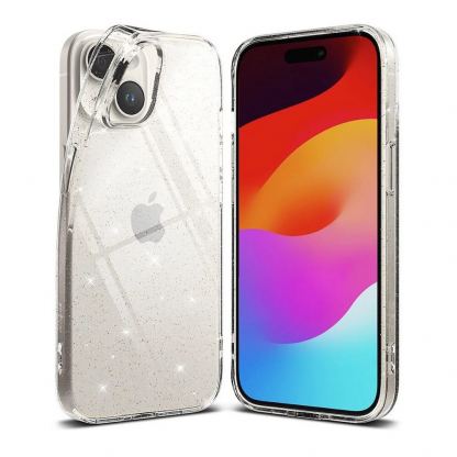 Ringke Air Glitter Case - силиконов (TPU) калъф за iPhone 15 (прозрачен) 2