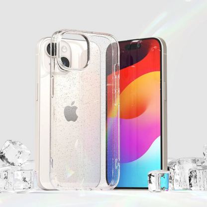Ringke Air Glitter Case - силиконов (TPU) калъф за iPhone 15 (прозрачен) 6
