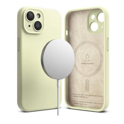 Ringke Liquid Silicone Magnetic Case - силиконов (TPU) калъф с MagSafe за iPhone 15 (светлозелен) 2
