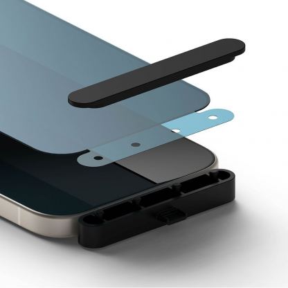 Ringke Privacy Full Cover Tempered Glass - калено стъклено защитно покритие с определен ъгъл на виждане за дисплея на iPhone 15 Pro (черен-прозрачен) 3