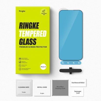 Ringke Invisible Defender Full Cover Tempered Glass 2.5D  - калено стъклено защитно покритие за дисплея на iPhone 15 (черен-прозрачен) 9