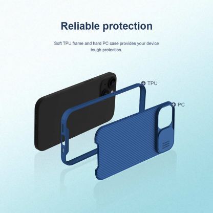 Nillkin CamShield Pro Hard Case - хибриден удароустойчив кейс за iPhone 15 (син) 4