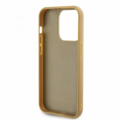 Guess PU Square Mirror Script Logo Leather Hard Case - дизайнерски кожен кейс за iPhone 15 Pro (златист) 5