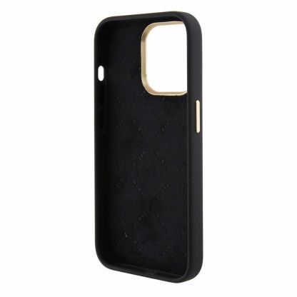 Guess Liquid Silicone 4G Strass Metal Logo Case - силиконов (TPU) калъф за iPhone 15 Pro (черен)  6