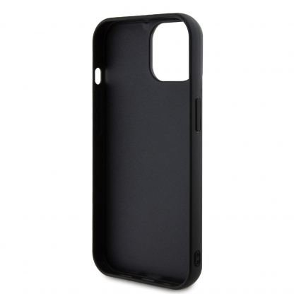 Guess PU Square Mirror Script Logo Leather Hard Case - дизайнерски кожен кейс за iPhone 15 (черен) 5