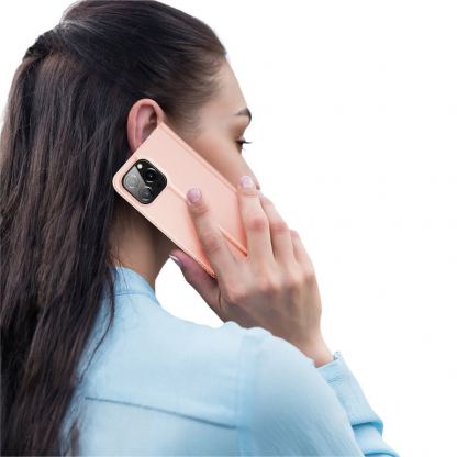 Dux Ducis Skin Pro Case - кожен калъф с поставка и отделение за кр. карти за iPhone 15 Pro (розов) 7