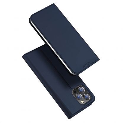 Dux Ducis Skin Pro Case - кожен калъф с поставка и отделение за кр. карти за iPhone 15 Pro Max (тъмносин) 2