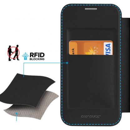 Dux Ducis Skin X Pro Magnetic Wallet Case - удароустойчив хибриден кожен кейс с отделение за карти и MagSafe за iPhone 15 (черен-прозрачен) 3
