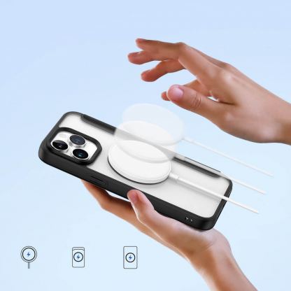 Dux Ducis Skin X Pro Magnetic Wallet Case - удароустойчив хибриден кожен кейс с отделение за карти и MagSafe за iPhone 15 Pro (черен-прозрачен) 7